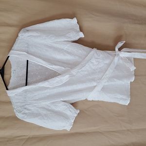 Old Navy White Floral Wrap Blouse